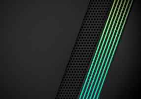 Dark Abstract Background Overlap Layers with Blue and Green Gradient Line Decoration vector