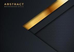 Abstract Premium Black Geometric Overlap Layers Texture Golden Effect Luxury Style on Dark Background with Copy Space vector