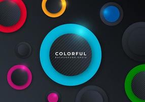 Colorful 3D Circle Shape Dimension Layers Background with Copy Space for Text vector