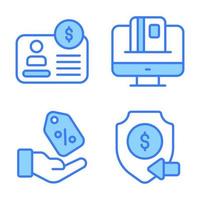 iconos de lunes cibernético conjunto de iconos vectoriales relacionados con el comercio electrónico y las compras. vector