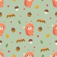 Vector seamless pattern with cute squirrels. Autumn pattern. For card, posters, banners, printing on the pack, printing on clothes, fabric, wallpaper.