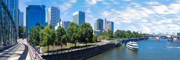 USA, panoramic view of Columbia River and Portland city downtown and financial center photo