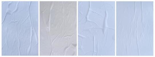 Set of wrinkled white paper templates. wet blank white paper for poster and text photo