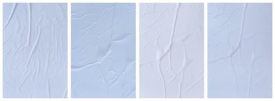 Set of wrinkled white paper templates. wet blank white paper for poster and text photo