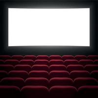 cinema hall with white screen vector