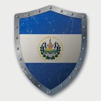 viejo escudo con bandera vector