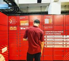 Red lockers are for storing things. photo