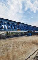 This is the steel structure of a launcher gantry that will be used for erection precast concrete I Girder. photo
