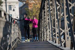 young  couple jogging photo