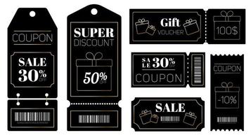 Beautiful set of coupons, gift cards, gift vouchers. Discounts and sales. vector