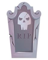 Cemetery tomb, grave stone, Halloween isolated vector graveyard building. Old cracked gravestone mausoleum, stone memorial with RIP engraving. Ancient tombstone, cartoon horror gothic single element