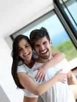 relaxed young couple at home photo