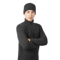 portrait d'un homme asiatique portant un pull et une découpe de bonnet, fichier png