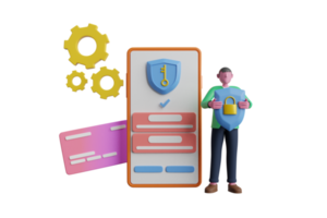 mobile sicherheits-app auf dem smartphone-bildschirm. datensicherheitsschutz. sicherheit und vertraulicher datenschutz, konzept mit zeichenspeichercode und zugriffskontrolle.