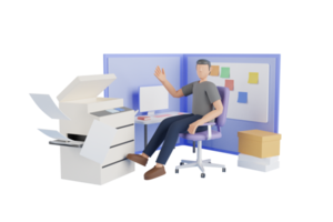 3D Illustration of Busy work and multitasking employee.stressful businessman carry busy work to finish. hurry to finish many documents within deadline and schedule, overworked.Deadline work png