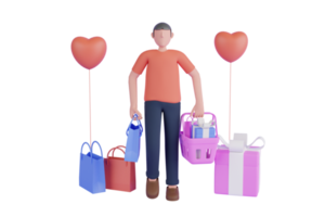 Online shopping 3D Illustration, online shop. Modern store.shopping cart.3d rendering png