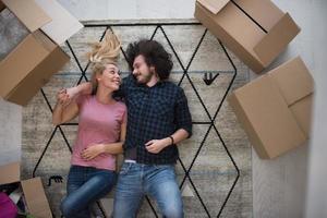 Top view of attractive young couple photo