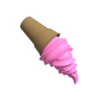 ilustración 3d de cono de helado aislado png