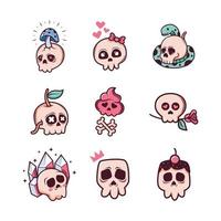 Kawaii Skull Tattoo Collection vector