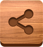 bouton de partage en bois, icône en bois png
