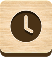 bouton d'horloge en bois, icône en bois