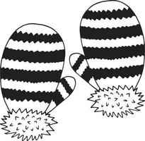 mittens with stripes. hand drawn doodle icon. , scandinavian, nordic, minimalism, monochrome. winter clothing warm knitted pair two vector