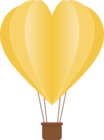 coupe de papier de ballon à air chaud coeur jaune, ballon à air chaud en forme de coeur png