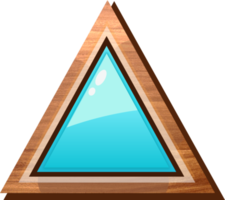 botón de madera triángulo azul de dibujos animados png