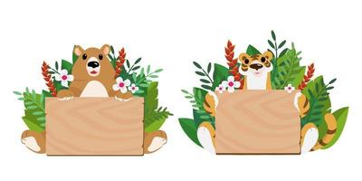 Cute animals in Zoo, Placards and banner in zoos Design for banner, layout, annual report, web, flyer, brochure, ad. vector