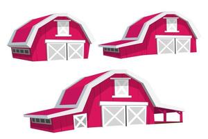 Set of farm elements. Agriculture isolated illustrations. Barn buildings. vector