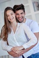 happy young romantic couple have fun arelax  relax at home photo