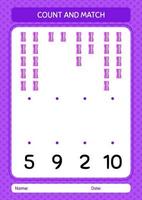 Count and match game with pencil sharpener. worksheet for preschool kids, kids activity sheet vector