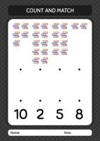 Count and match game with book. worksheet for preschool kids, kids activity sheet vector