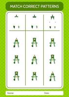 Match pattern game with bow compass. worksheet for preschool kids, kids activity sheet vector