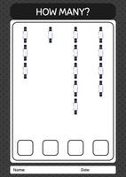 How many counting game with watch. worksheet for preschool kids, kids activity sheet vector
