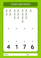 Count and match game with bow compass. worksheet for preschool kids, kids activity sheet vector