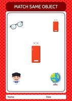 Match with same object game flashdisk. worksheet for preschool kids, kids activity sheet vector