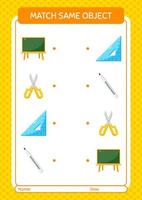 Match with same object game summer icon. worksheet for preschool kids, kids activity sheet