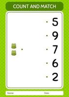 Count and match game with backpack. worksheet for preschool kids, kids activity sheet vector