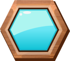 Blue Cartoon Hexagon Wooden Button png