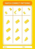 Match pattern game with ruler. worksheet for preschool kids, kids activity sheet vector