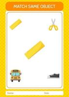 Match with same object game ruler. worksheet for preschool kids, kids activity sheet vector