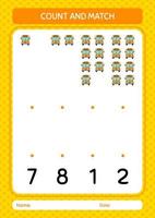 Count and match game with school bus. worksheet for preschool kids, kids activity sheet vector