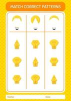 Match pattern game with light bulb. worksheet for preschool kids, kids activity sheet vector