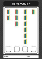 How many counting game with color pencil. worksheet for preschool kids, kids activity sheet vector