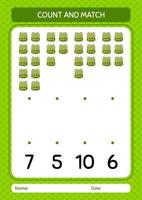 Count and match game with backpack. worksheet for preschool kids, kids activity sheet vector