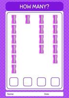 How many counting game with pencil sharpener. worksheet for preschool kids, kids activity sheet vector