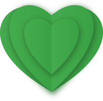 coeur coupé en papier vert png