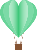 corte de papel de balão de ar quente de coração verde, balão de ar quente em forma de coração png