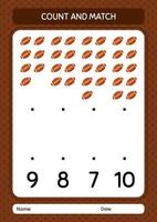 Count and match game with rugbyball. worksheet for preschool kids, kids activity sheet vector